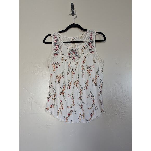 Mason & Belle Tank Womens Large White Lace Bohemian Cottagecore Sleeveless Flowy - Picture 2 of 8